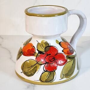 Vintage Italy Pitcher CC Hand Painted Floral Cottagecore Romantic Kitchen Decor